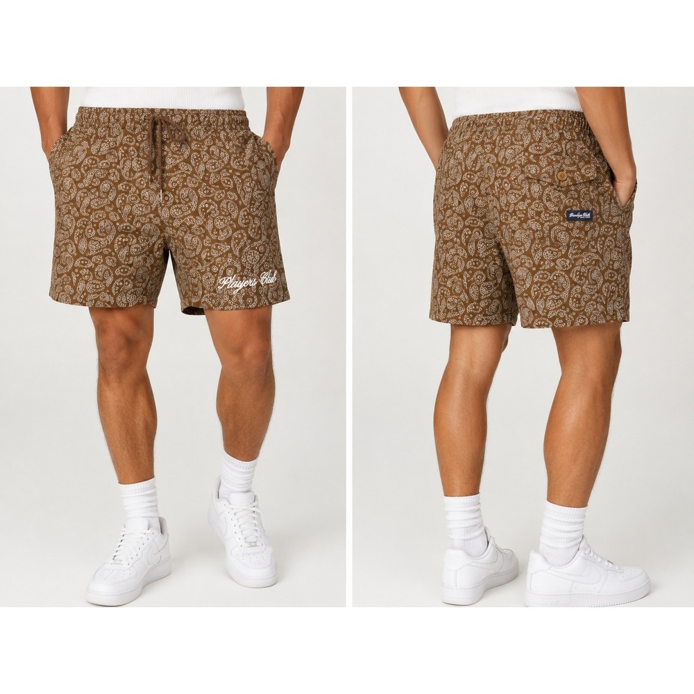 Brooklyn Cloth Mens Brown Paisley Players Club 6‎ Inch Shorts Small BLC1525S